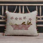 Flower Pot Rustic Linen Cushion