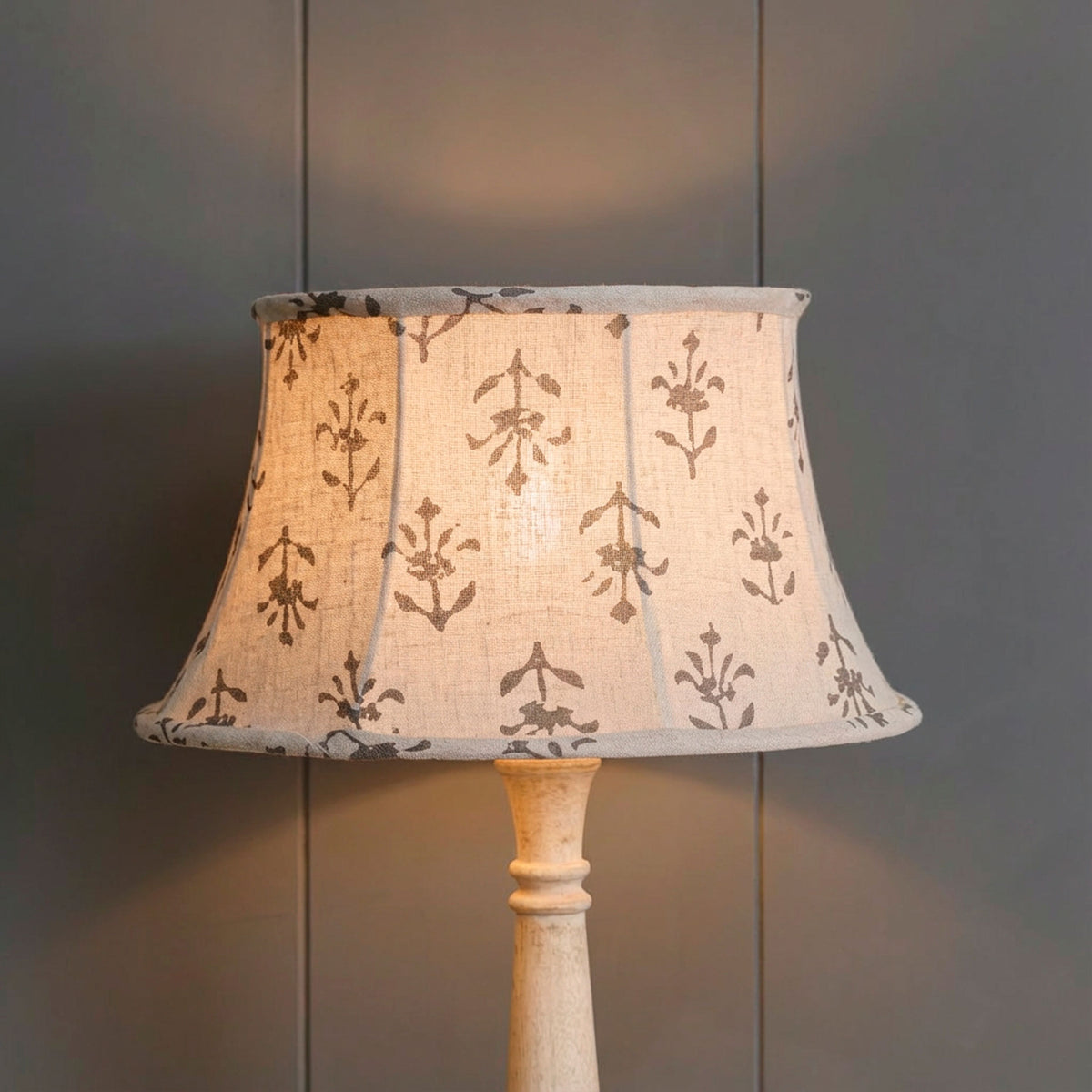 Charcoal Moonflower Framed Linen Lampshade