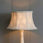 Reverse Smokey Blue Moonflower Framed Linen Lampshade