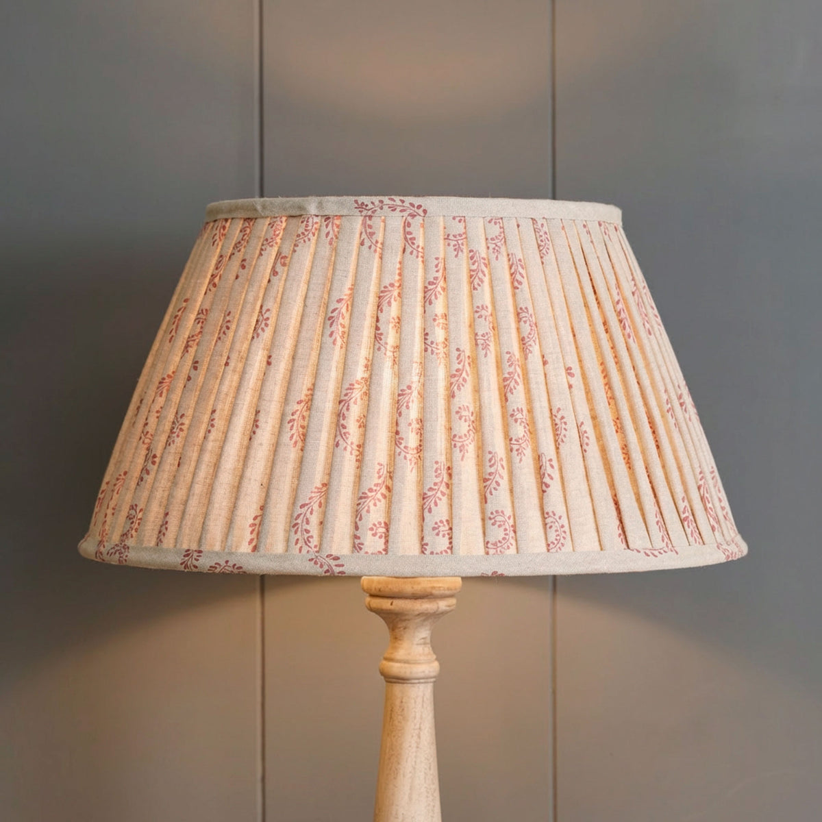 Red Shalini Pleated Linen Lampshade