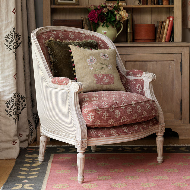 Anemones in Pot Rustic Linen Cushion