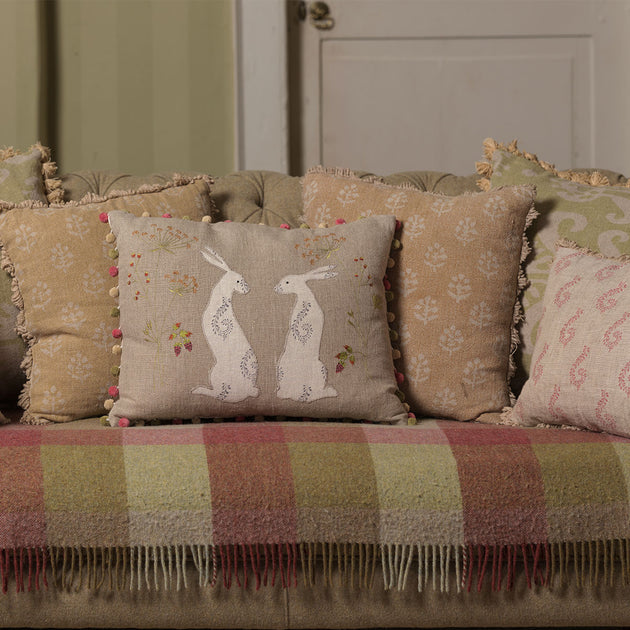 Applique Autumn Hares Cushion