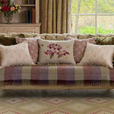 Embroidered Linen Autumn Hydrangea Cushion