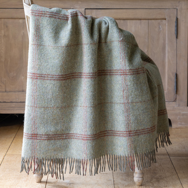 Smokey Blue Tartan Shetland Wool Throw