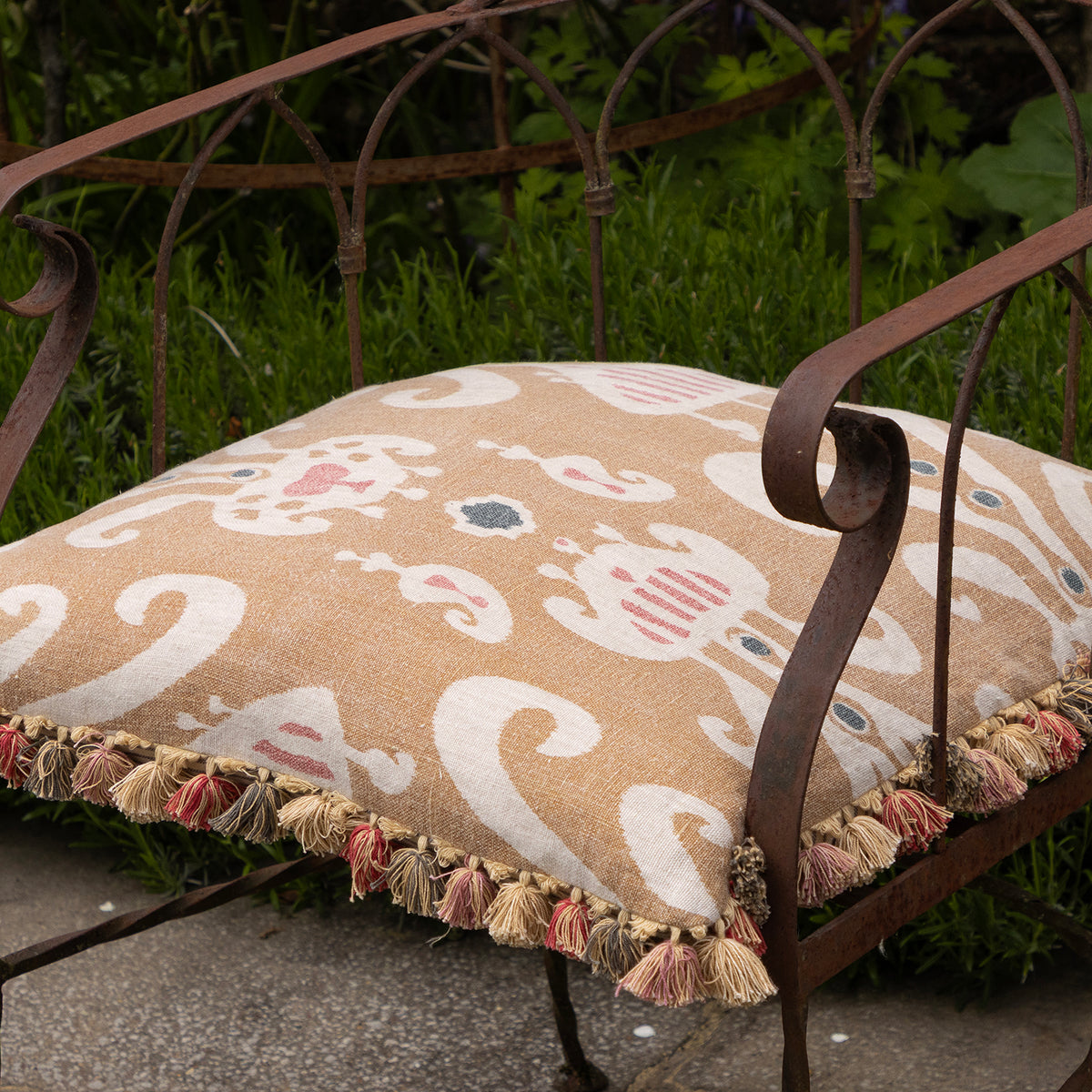 Caramel Natasha Large Seat Cushion with Tassels