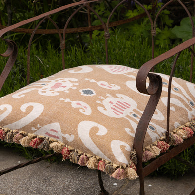 Caramel Natasha Large Seat Cushion with Tassels