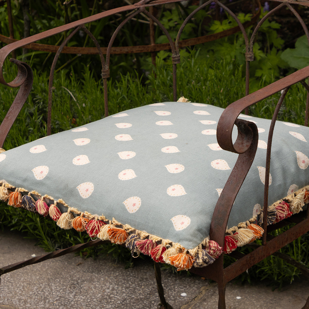 Marine Blue Mika Large Seat Cushion with tassels