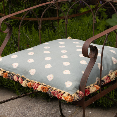 Marine Blue Mika Large Seat Cushion with tassels