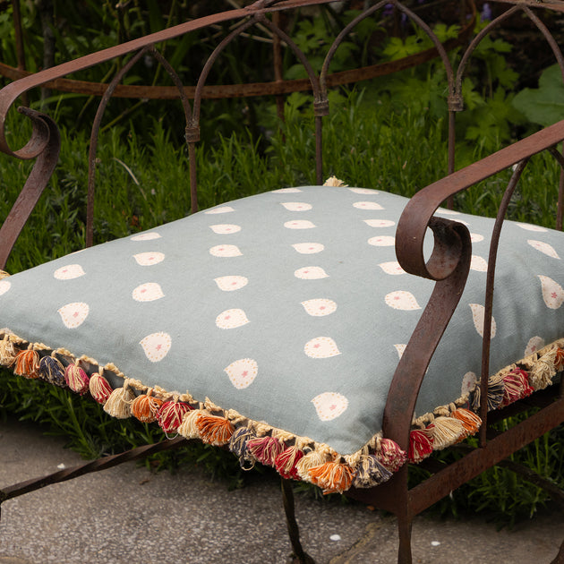 Marine Blue Mika Large Seat Cushion with tassels