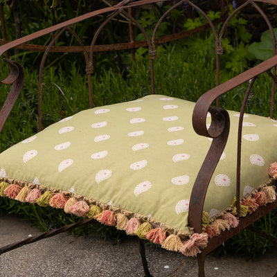 Summer Green Mika Large Seat Cushion with Tassels
