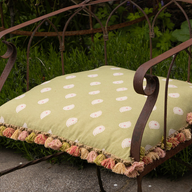 Summer Green Mika Large Seat Cushion with Tassels