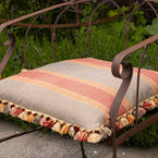 Jodhpur Stripe Cotton Large Seat Cushion with Tassels