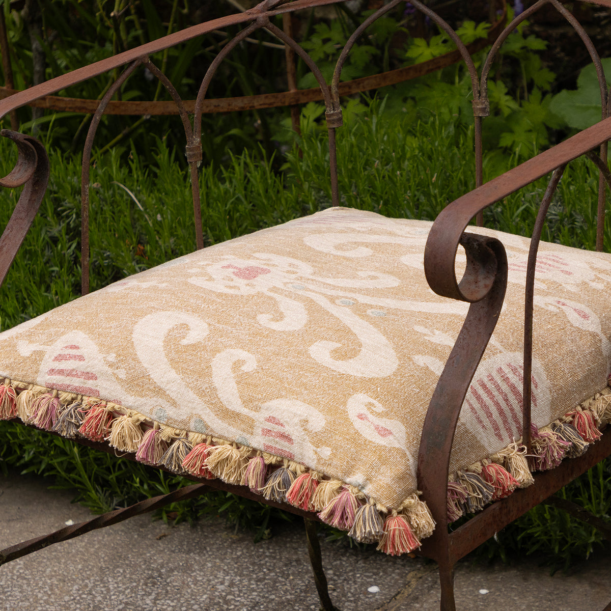 Saffron Natasha Large Seat Cushion with Tassels