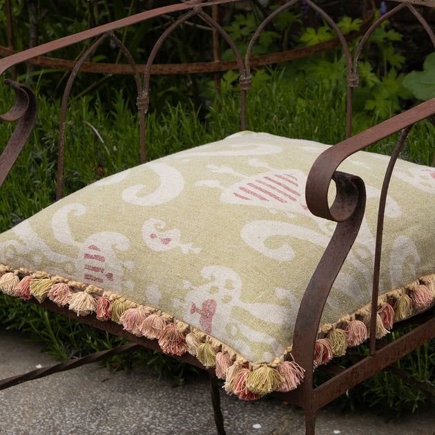 Summer Green Natasha Large Seat Cushion with Tassels