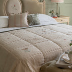 Smokey Blue Embroidered Fritillary Quilt