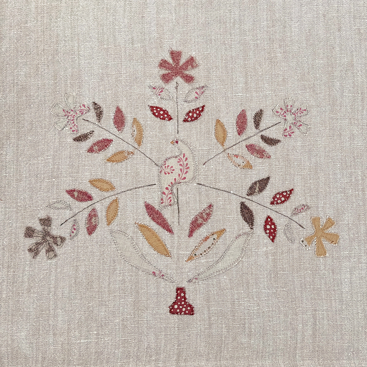 Freja Embroidered Rustic Linen Panel - 151