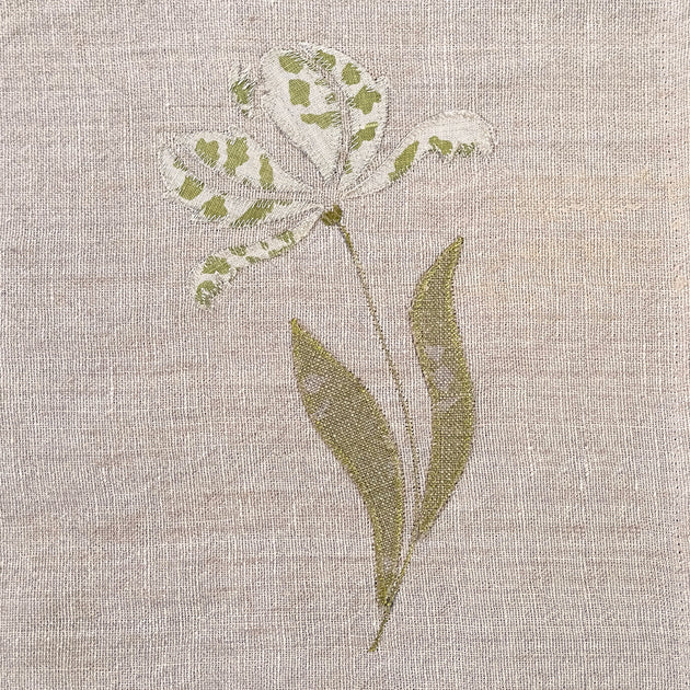 Parrot Tulips Embroidered Rustic Linen 3m Panel - 152