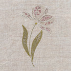 Parrot Tulips Embroidered Rustic Linen 3m Panel - 152