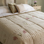 Parrot Tulip Rustic Linen Quilt