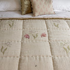 Parrot Tulip Rustic Linen Quilt