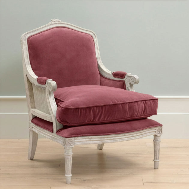 Rusty Rose Velvet Bergere Chair