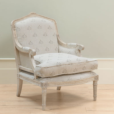 Bergere Chair in Charcoal Leaf
