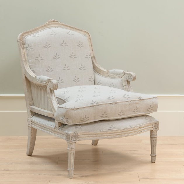 Bergere Chair in Charcoal Leaf