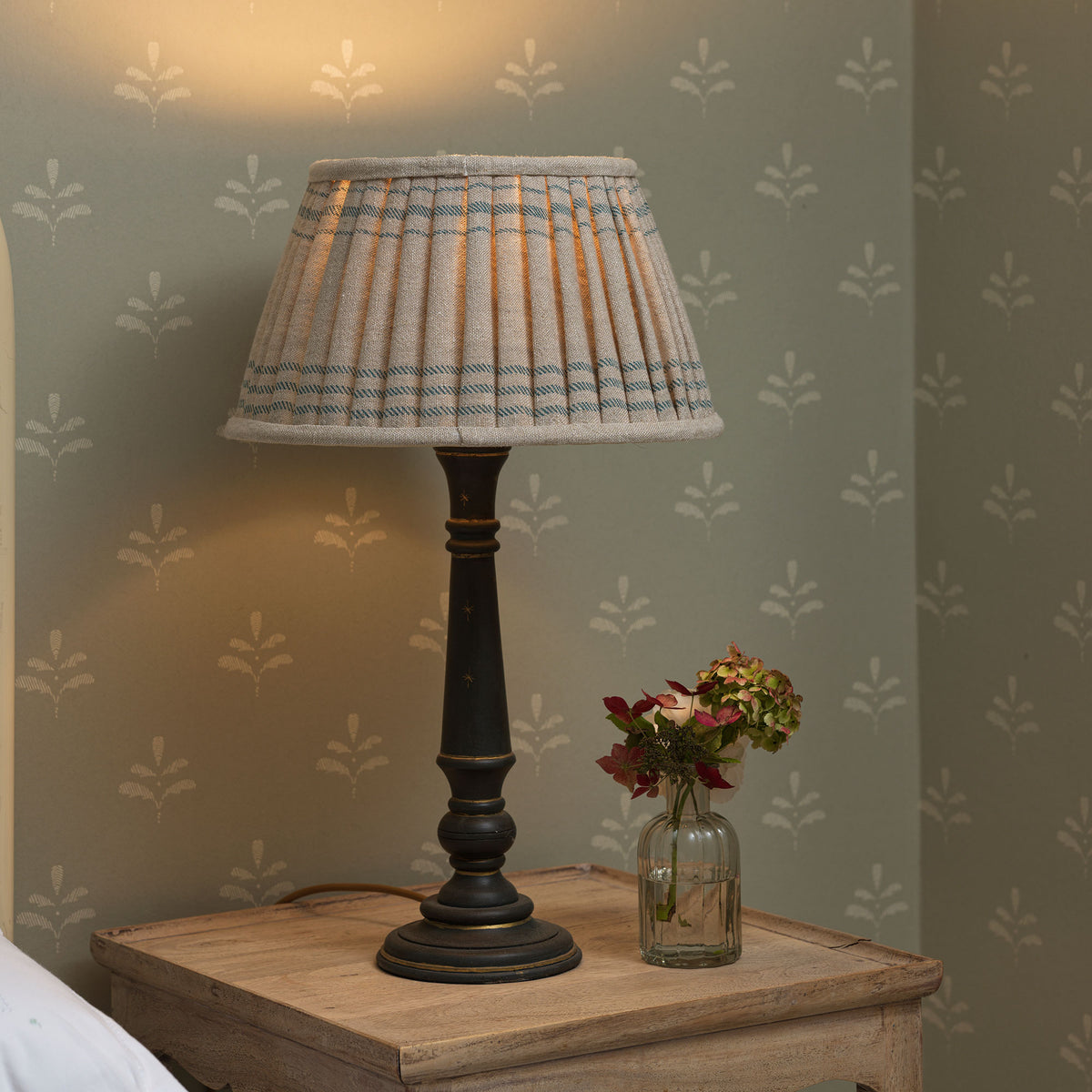 Blue Hartford Pleated Linen Lampshade