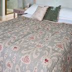 Smokey Blue Natasha Rustic Linen Quilt - Super King