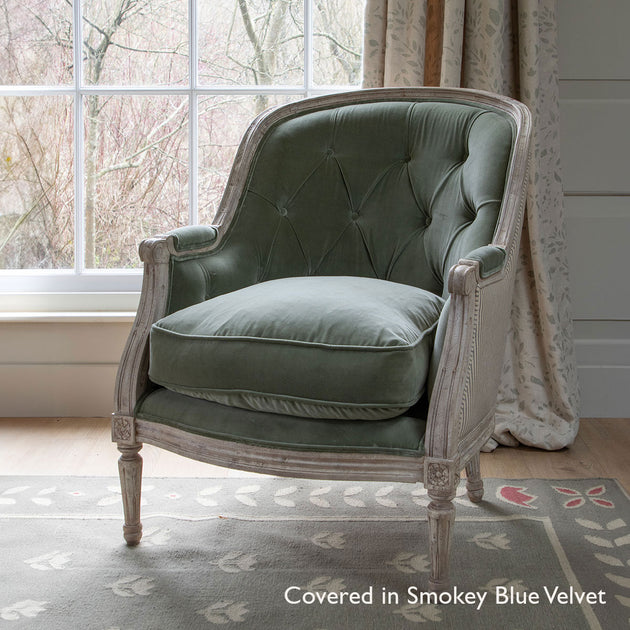 Large Buttoned Velvet Library Chair