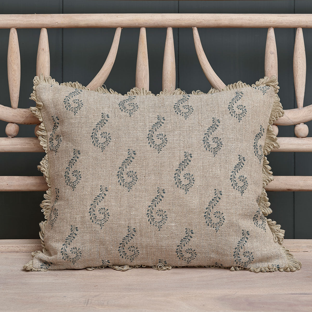 Summer Blue Shalini Rustic Linen Cushion