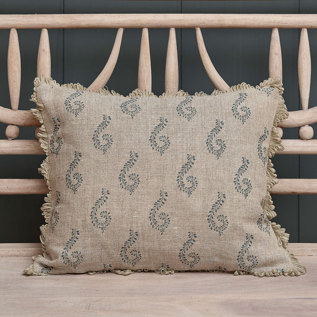 Summer Blue Shalini Rustic Linen Cushion