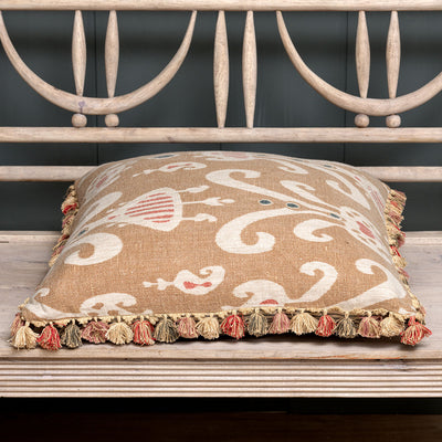 Caramel Natasha Large Seat Cushion with Tassels