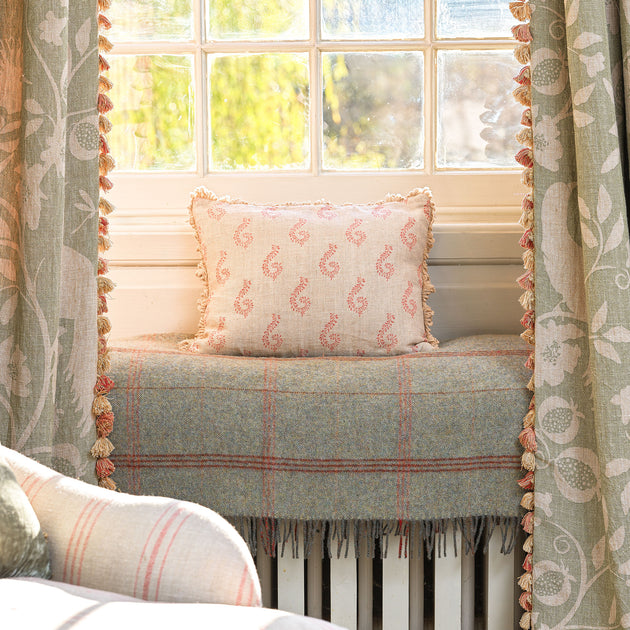 Celadon Blue Tartan Shetland Wool Throw