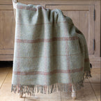 Celadon Blue Tartan Shetland Wool Throw