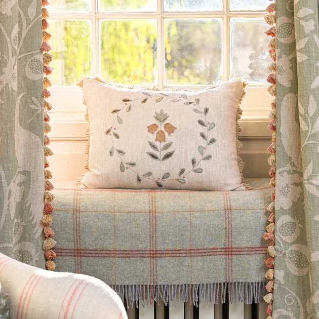 Celadon Blue Tartan Shetland Wool Throw