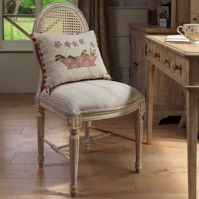 Upholstered Farmhouse in Charcoal Hartford Stripe