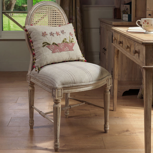 Upholstered Farmhouse in Charcoal Hartford Stripe