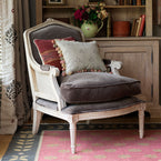 Charcoal Leaf Rustic Linen Cushion with Tassels