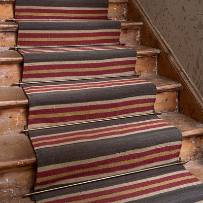 Stripe Stair Runner- Charcoal, Red - Bespoke