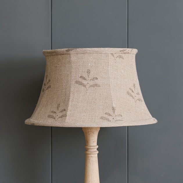 Charcoal Leaf Framed Linen Lampshade