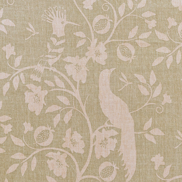 Large Returnable - Chartreuse Hoopoe Rustic Linen