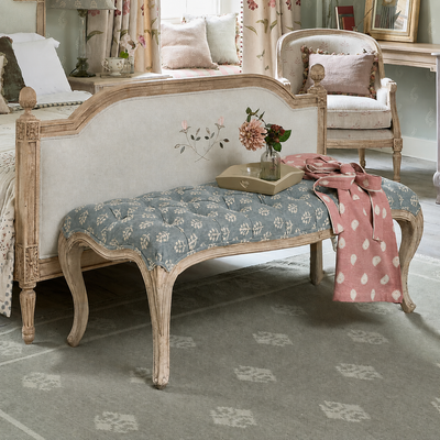 Bed End Stool in Denim Blue Megha
