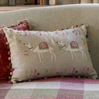 Appliqué Christmas Camel Linen Cushion