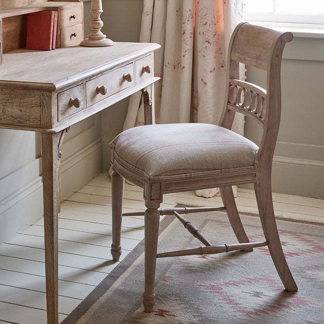 Rose Hartford Stripe on Rustic Linen - Stonewashed Panel (2.7m Approx.)