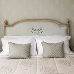 Upholstered Bed – King Size - Embroidered Sea Cotton Crossed Rose