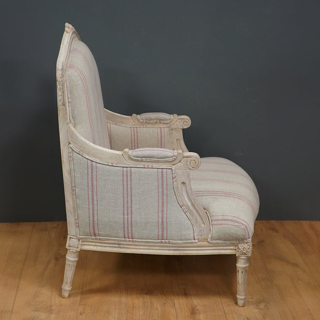 Rose Hartford Stripe Bergere Chair Sample - Fitted Seat