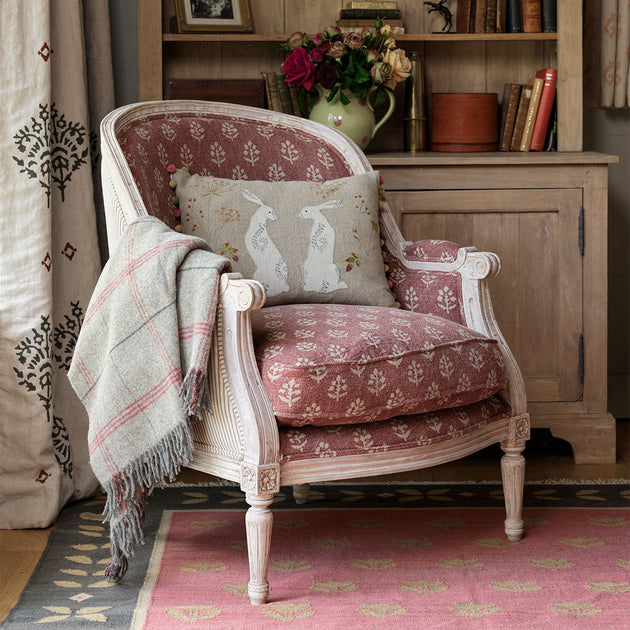 Hand-printed Damson Megha Rustic Linen/Stonewashed Panel (2.7m Approx.) - 354D