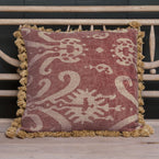 Damson Sacha Rustic Linen Cushion with Tassels