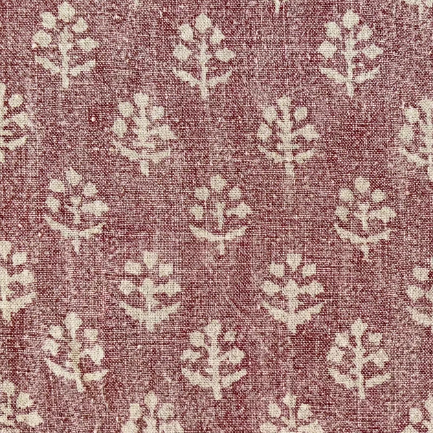 Hand-printed Damson Megha Rustic Linen/Stonewashed Panel (2.7m Approx.) - 354D